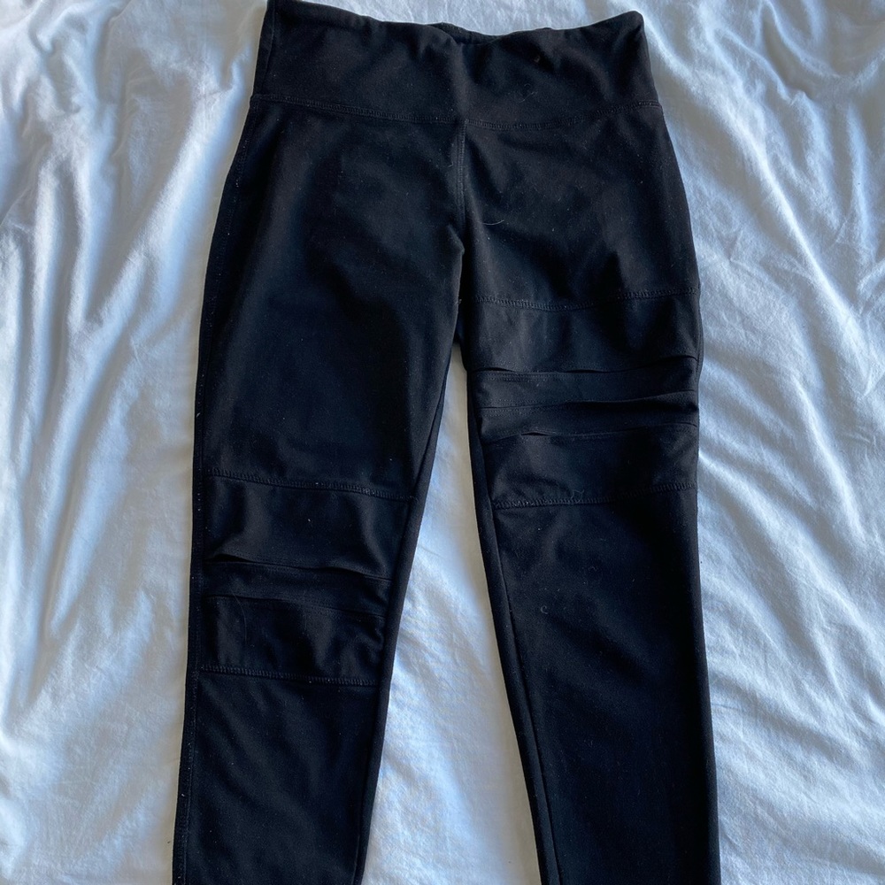 Black leggings w mesh cutouts